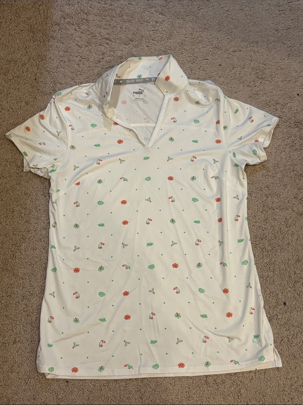 Puma White tropical Golf Polo